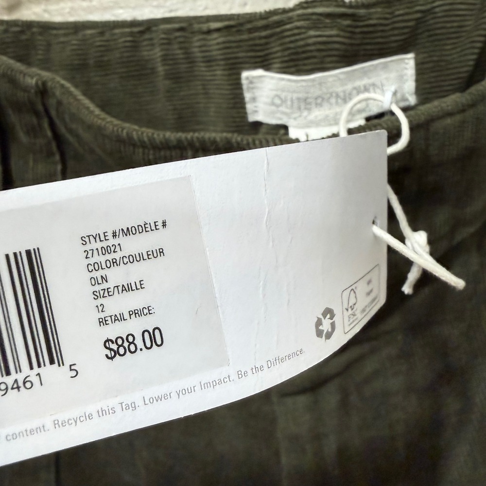 Outerknown Corduroy Utility Shorts Organic Cotton NWT Olive Green Fine Wale Sz12 - Picture 8 of 13